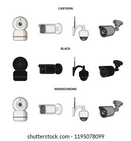 Isolated object of cctv and camera sign. Set of cctv and system vector icon for stock.