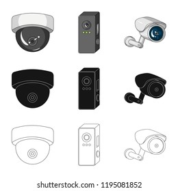 Isolated object of cctv and camera sign. Collection of cctv and system vector icon for stock.