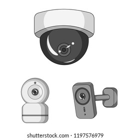 Isolated object of cctv and camera sign. Collection of cctv and system vector icon for stock.