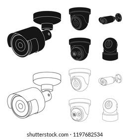 Isolated object of cctv and camera sign. Collection of cctv and system stock symbol for web.