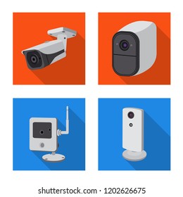 Isolated object of cctv and camera sign. Collection of cctv and system stock symbol for web.