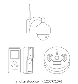 Isolated object of cctv and camera sign. Collection of cctv and system vector icon for stock.