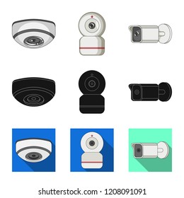 Isolated object of cctv and camera sign. Collection of cctv and system stock symbol for web.