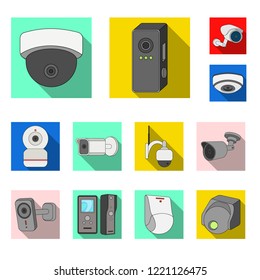 Isolated object of cctv and camera sign. Set of cctv and system stock vector illustration.