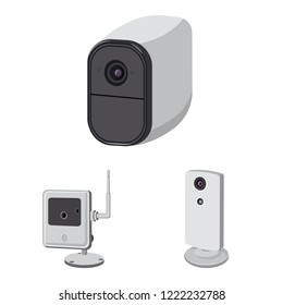 Isolated object of cctv and camera sign. Set of cctv and system stock vector illustration.