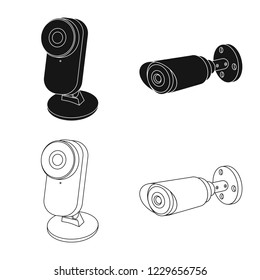 Isolated object of cctv and camera sign. Collection of cctv and system stock symbol for web.