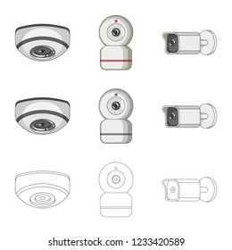 Isolated object of cctv and camera sign. Set of cctv and system vector icon for stock.