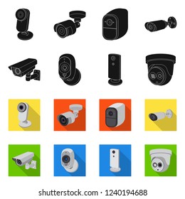 Isolated object of cctv and camera sign. Collection of cctv and system stock symbol for web.