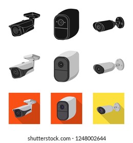 Isolated object of cctv and camera sign. Set of cctv and system vector icon for stock.