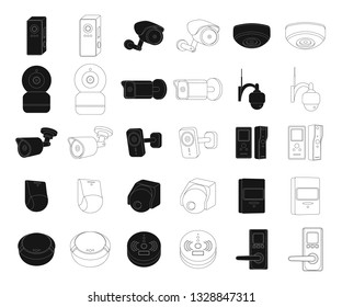 Isolated object of cctv and camera sign. Set of cctv and system vector icon for stock.