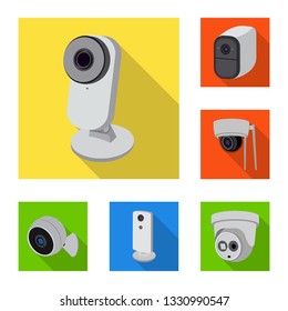 Isolated object of cctv and camera sign. Set of cctv and system vector icon for stock.