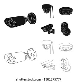 Isolated object of cctv and camera sign. Set of cctv and system vector icon for stock.