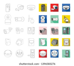 Isolated object  cctv and camera sign. Set  cctv and system vector icon  stock.