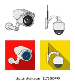 Isolated object of cctv and camera symbol. Set of cctv and system stock symbol for web.