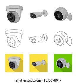 Isolated object of cctv and camera symbol. Collection of cctv and system stock vector illustration.