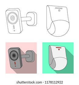 Isolated object of cctv and camera symbol. Collection of cctv and system stock vector illustration.