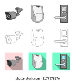 Isolated object of cctv and camera symbol. Collection of cctv and system vector icon for stock.