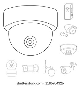 Isolated object of cctv and camera symbol. Collection of cctv and system stock vector illustration.