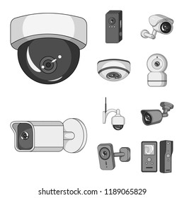 Isolated object of cctv and camera symbol. Set of cctv and system vector icon for stock.