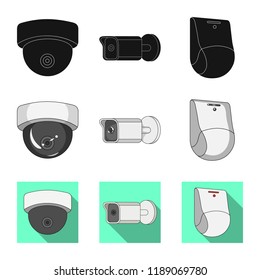 Isolated object of cctv and camera symbol. Set of cctv and system stock vector illustration.
