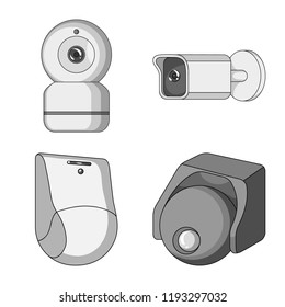 Isolated object of cctv and camera symbol. Set of cctv and system vector icon for stock.