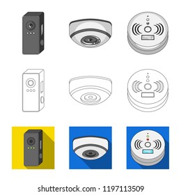 Isolated object of cctv and camera symbol. Set of cctv and system vector icon for stock.
