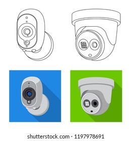 Isolated object of cctv and camera symbol. Collection of cctv and system stock symbol for web.