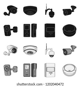 Isolated object of cctv and camera symbol. Collection of cctv and system vector icon for stock.