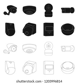 Isolated object of cctv and camera symbol. Collection of cctv and system vector icon for stock.