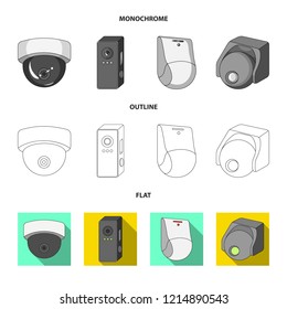 Isolated object of cctv and camera symbol. Set of cctv and system stock symbol for web.
