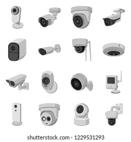 Isolated object of cctv and camera symbol. Set of cctv and system stock symbol for web.