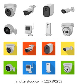 Isolated object of cctv and camera symbol. Set of cctv and system stock symbol for web.