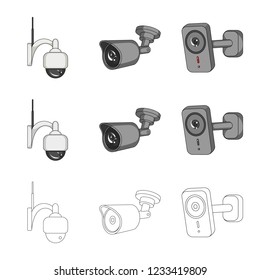 Isolated object of cctv and camera symbol. Set of cctv and system stock vector illustration.