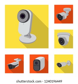 Isolated object of cctv and camera symbol. Set of cctv and system stock vector illustration.