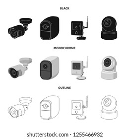 Isolated object of cctv and camera symbol. Set of cctv and system vector icon for stock.