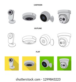 Isolated object of cctv and camera symbol. Collection of cctv and system vector icon for stock.