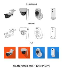 Isolated object of cctv and camera symbol. Collection of cctv and system stock vector illustration.