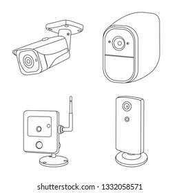 Isolated object of cctv and camera symbol. Collection of cctv and system stock vector illustration.