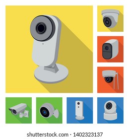 Isolated object of cctv and camera symbol. Set of cctv and system vector icon for stock.