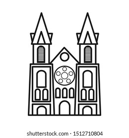 Isolated object of chapel and vietnamese symbol. Graphic of chapel and cathedral stock symbol for web.