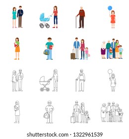 Isolated object of character and avatar  icon. Set of character and portrait vector icon for stock.