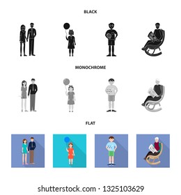 Isolated object of character and avatar  icon. Set of character and portrait vector icon for stock.