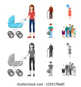 Isolated object of character and avatar  icon. Set of character and portrait vector icon for stock.