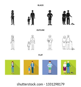 Isolated object of character and avatar  icon. Set of character and portrait stock vector illustration.