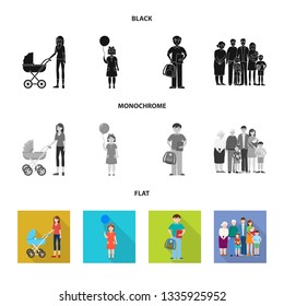 Isolated object of character and avatar  icon. Set of character and portrait stock vector illustration.