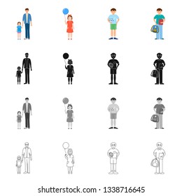 Isolated object of character and avatar  icon. Collection of character and portrait stock vector illustration.