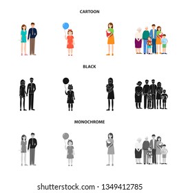 Isolated object of character and avatar  icon. Collection of character and portrait vector icon for stock.