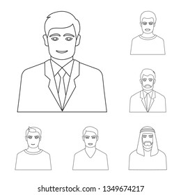 Isolated object of character  and avatar icon. Collection of character  and person stock vector illustration.