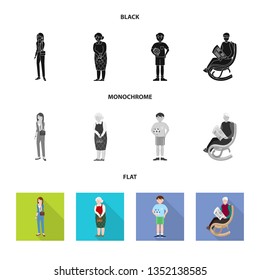Isolated object of character and avatar  icon. Collection of character and portrait stock vector illustration.