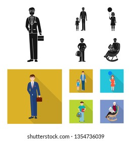 Isolated object of character and avatar  icon. Set of character and portrait stock vector illustration.